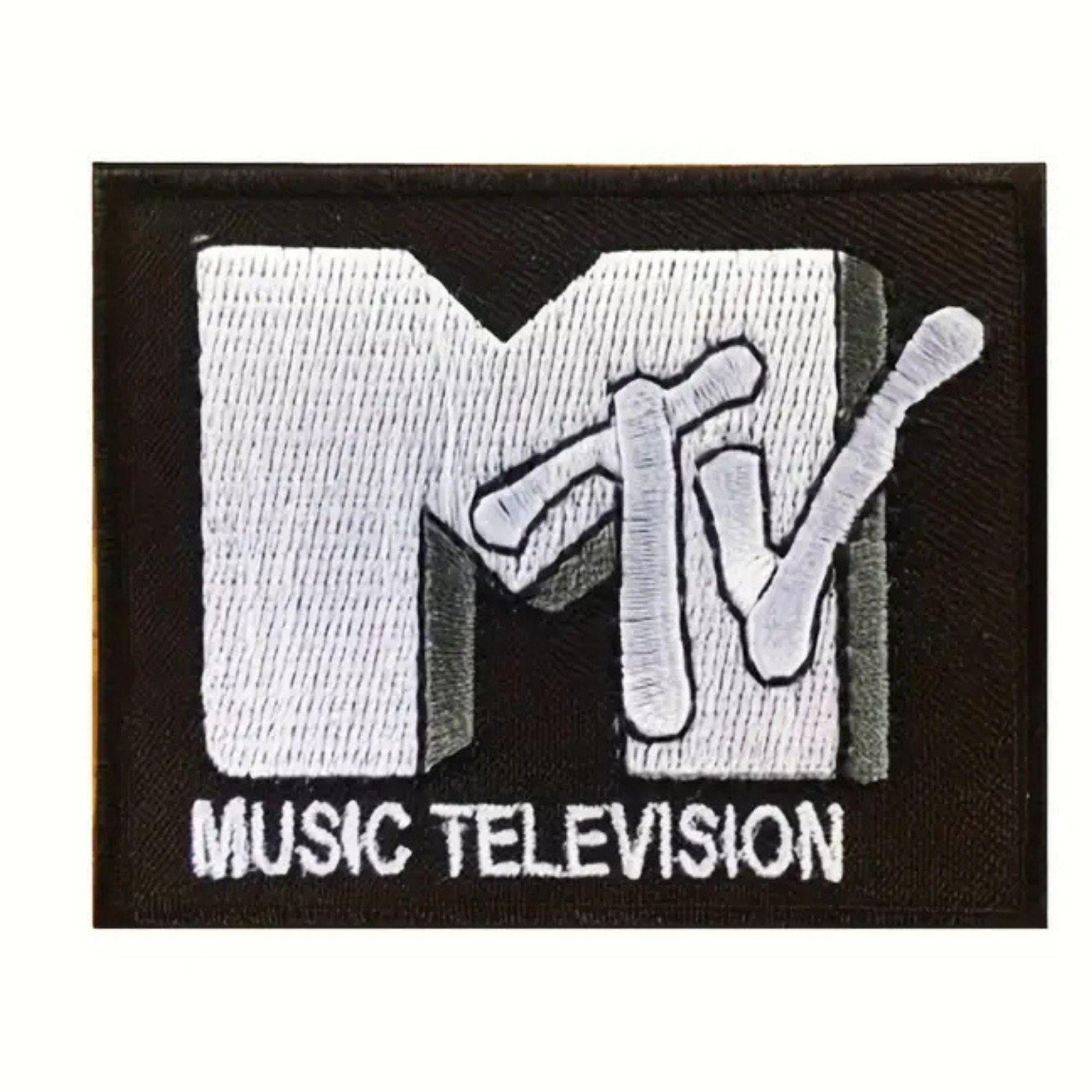 mtv inspired patch retro music television embroidered patch 90s logo iron on patch black white vintage music patch