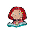 as told by ginger inspired enamel pin redhead cartoon girl reading book