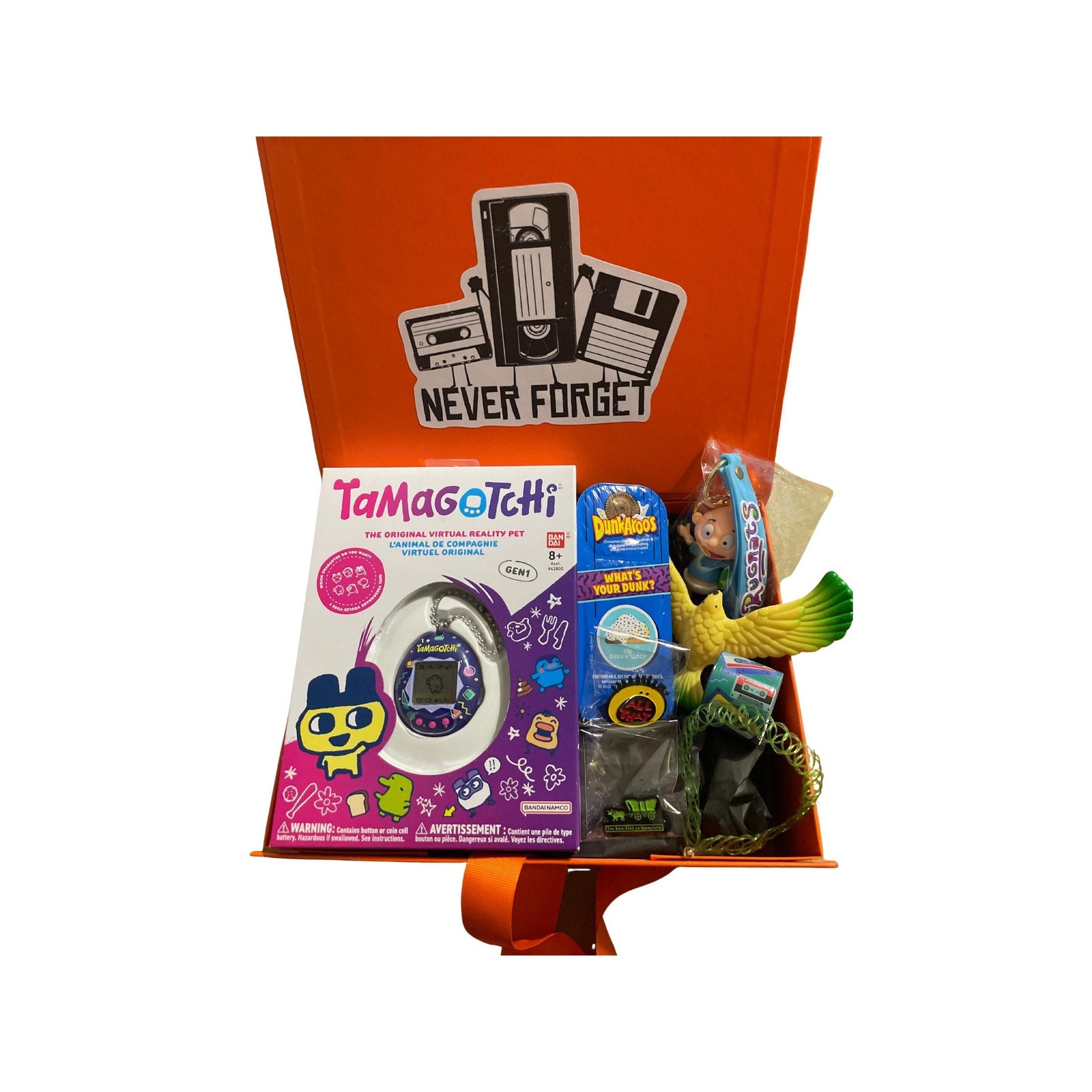 90s tamagotchi nostalgia gift box retro toys pins stickers