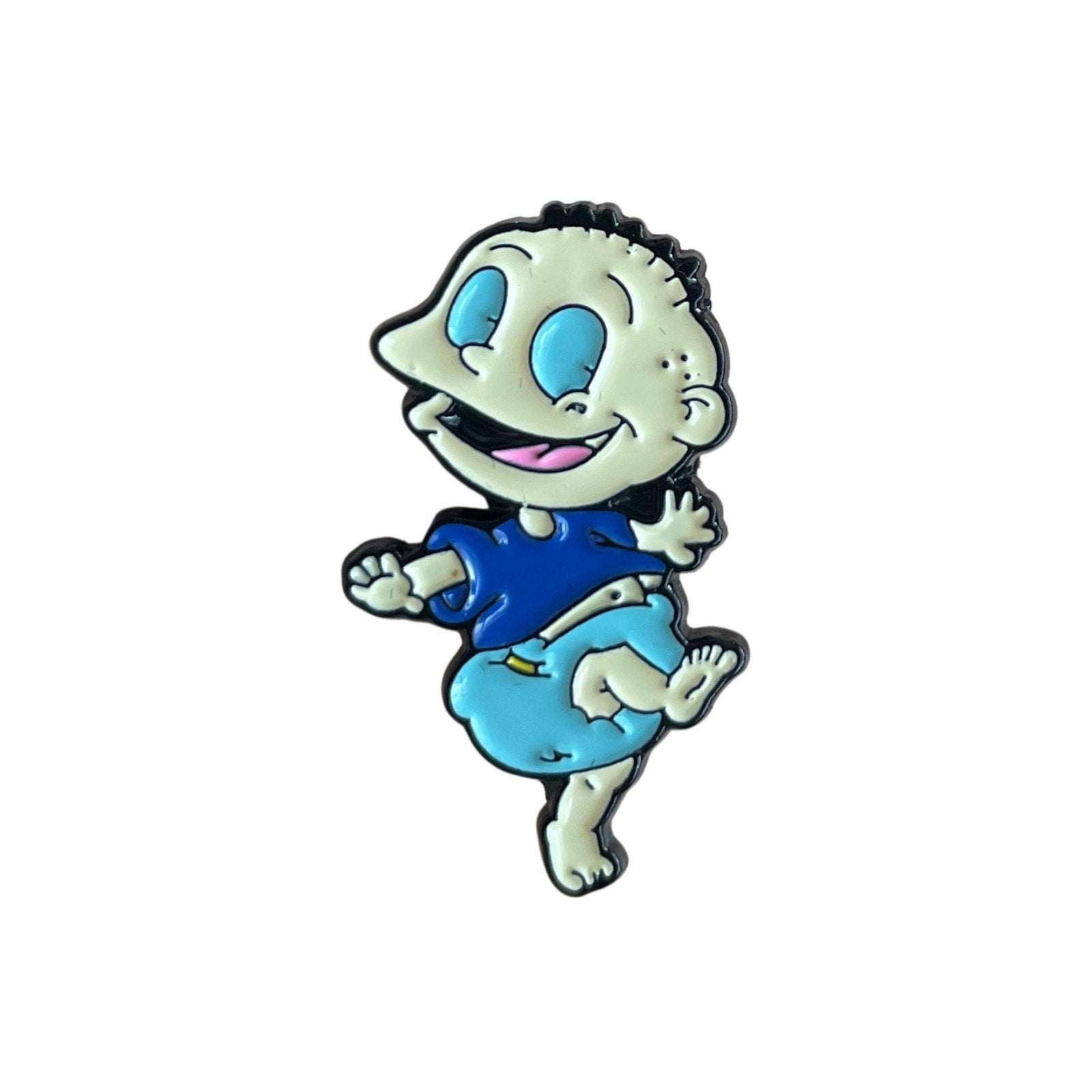 Rugrats Tommy Pickles enamel pin wearing blue shirt and diaper retro 90s cartoon accessory