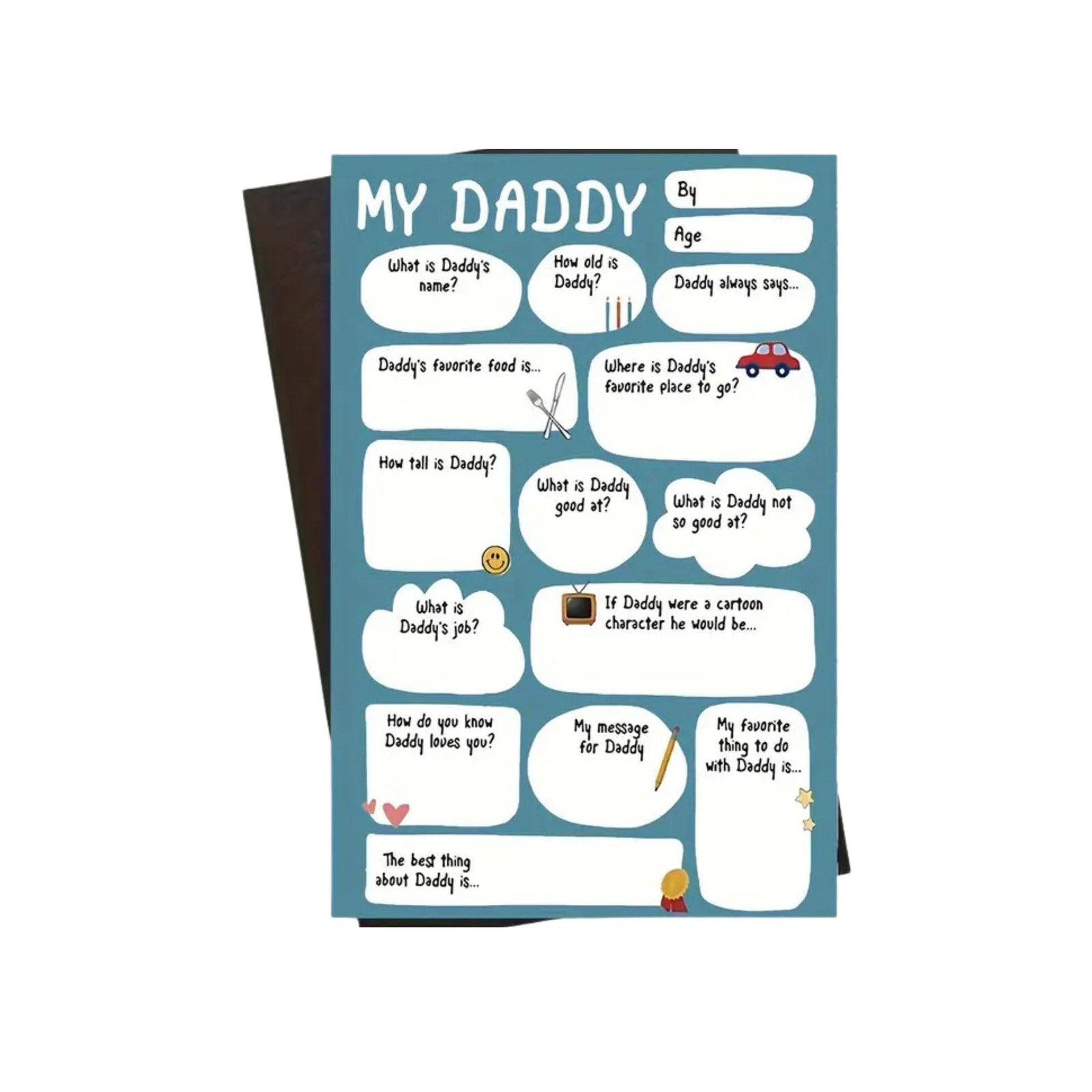 Dad Fill in the Blank Card  | Daddy Questionnaire Card | Father's Day Card