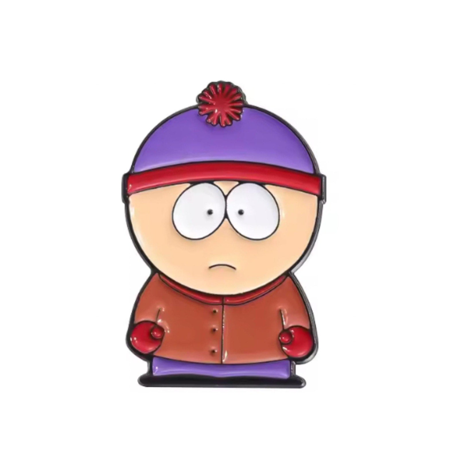 South Park enamel pins featuring Cartman, Kenny, Kyle, Stan, and group logo characters from the classic cartoon