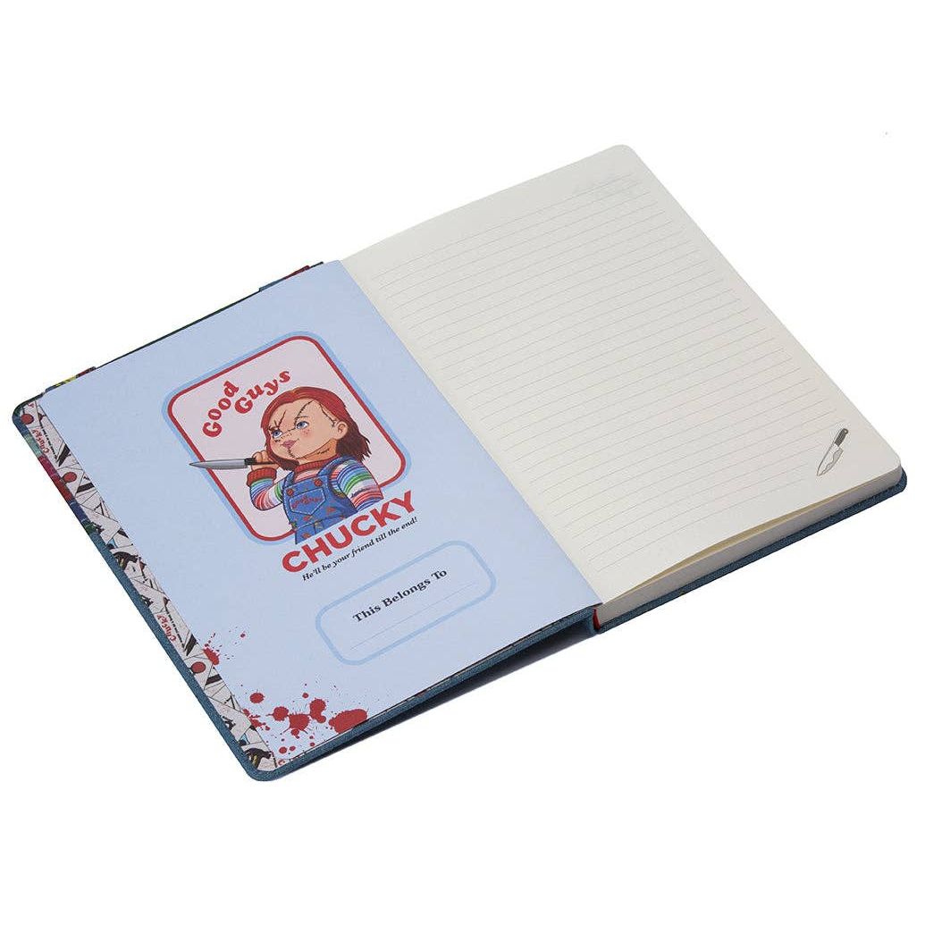 chucky inspired good guys journal horror movie notebook denim overall cover creepy doll diary 90s horror gift
