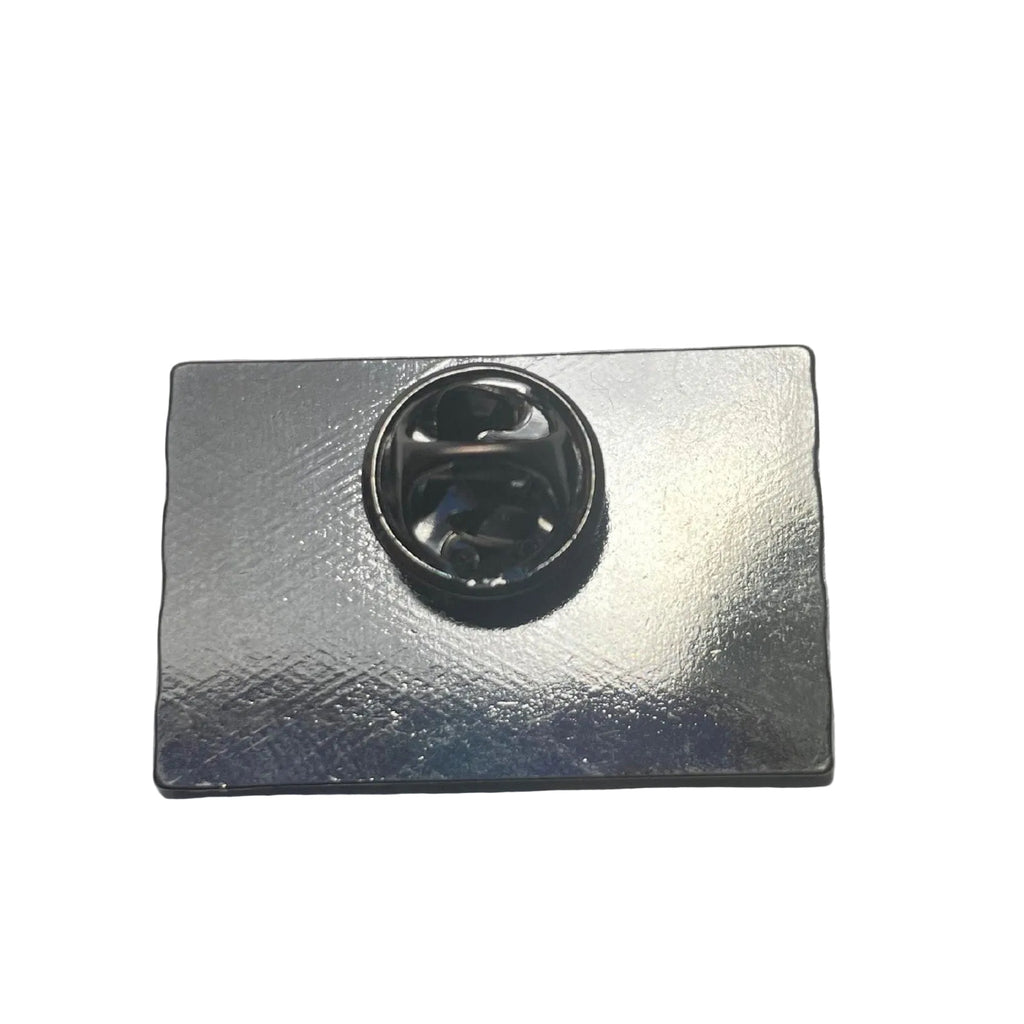 90s cassette tape enamel pin with colorful retro design and mixtape style details