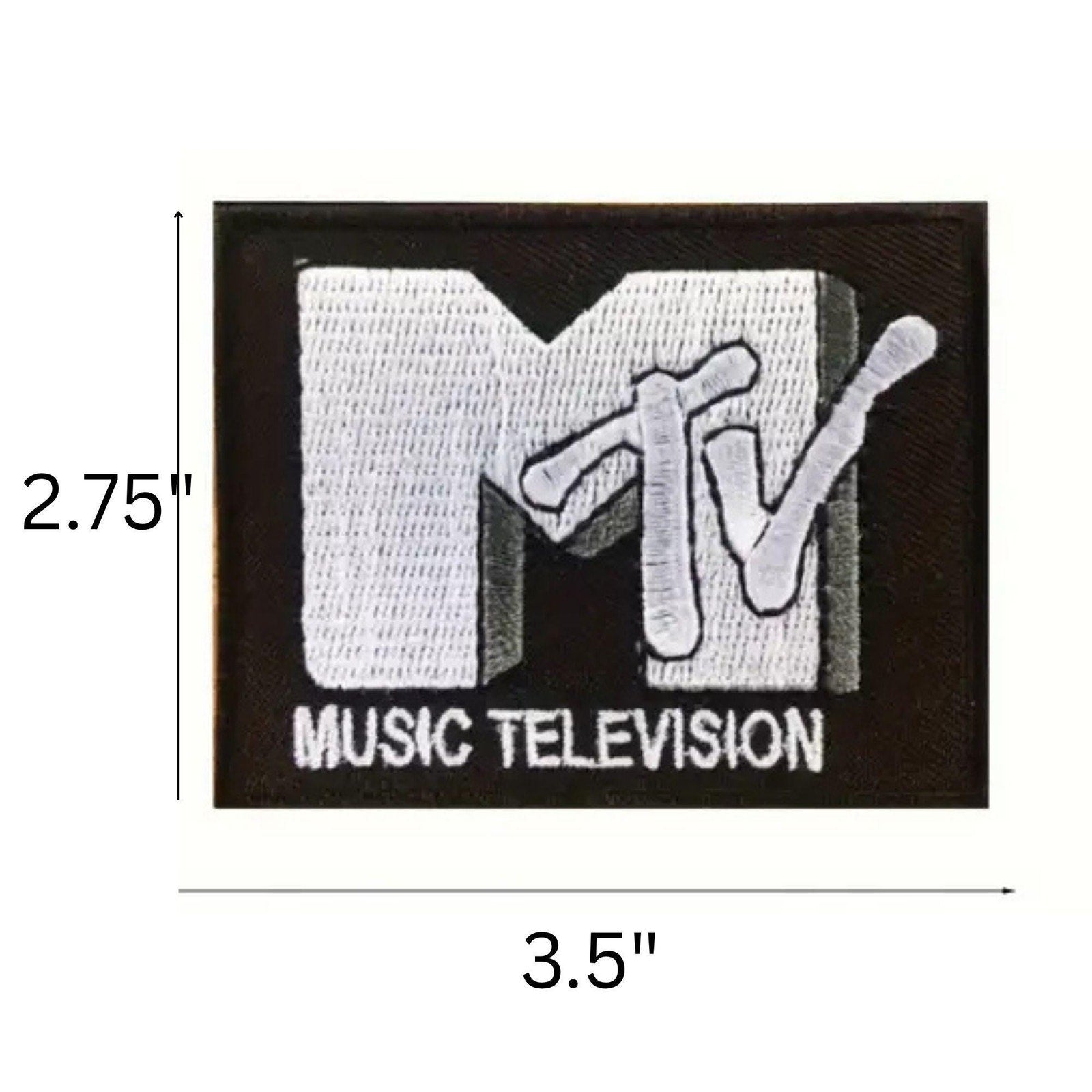 mtv inspired patch retro music television embroidered patch 90s logo iron on patch black white vintage music patch