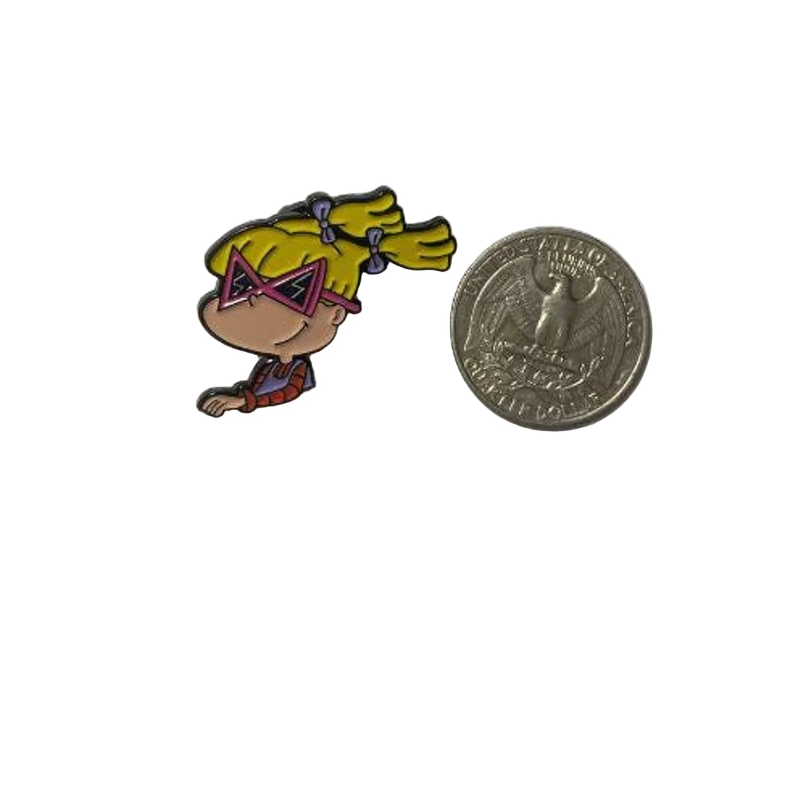 Angelica Rugrats enamel pin featuring the 90s Nickelodeon character with blonde pigtails and signature glasses