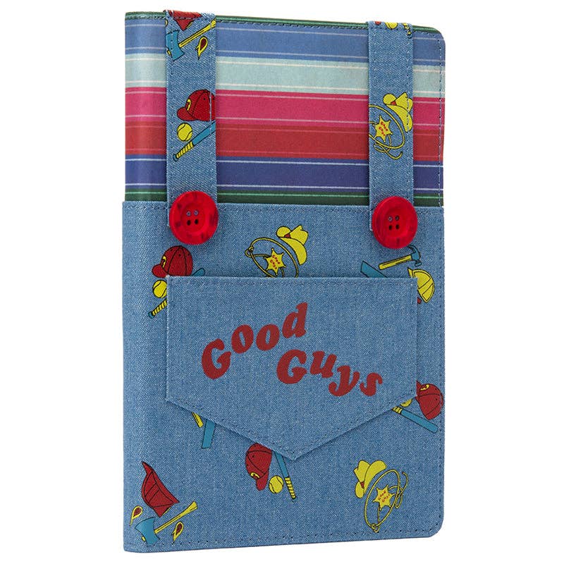 chucky inspired good guys journal horror movie notebook denim overall cover creepy doll diary 90s horror gift