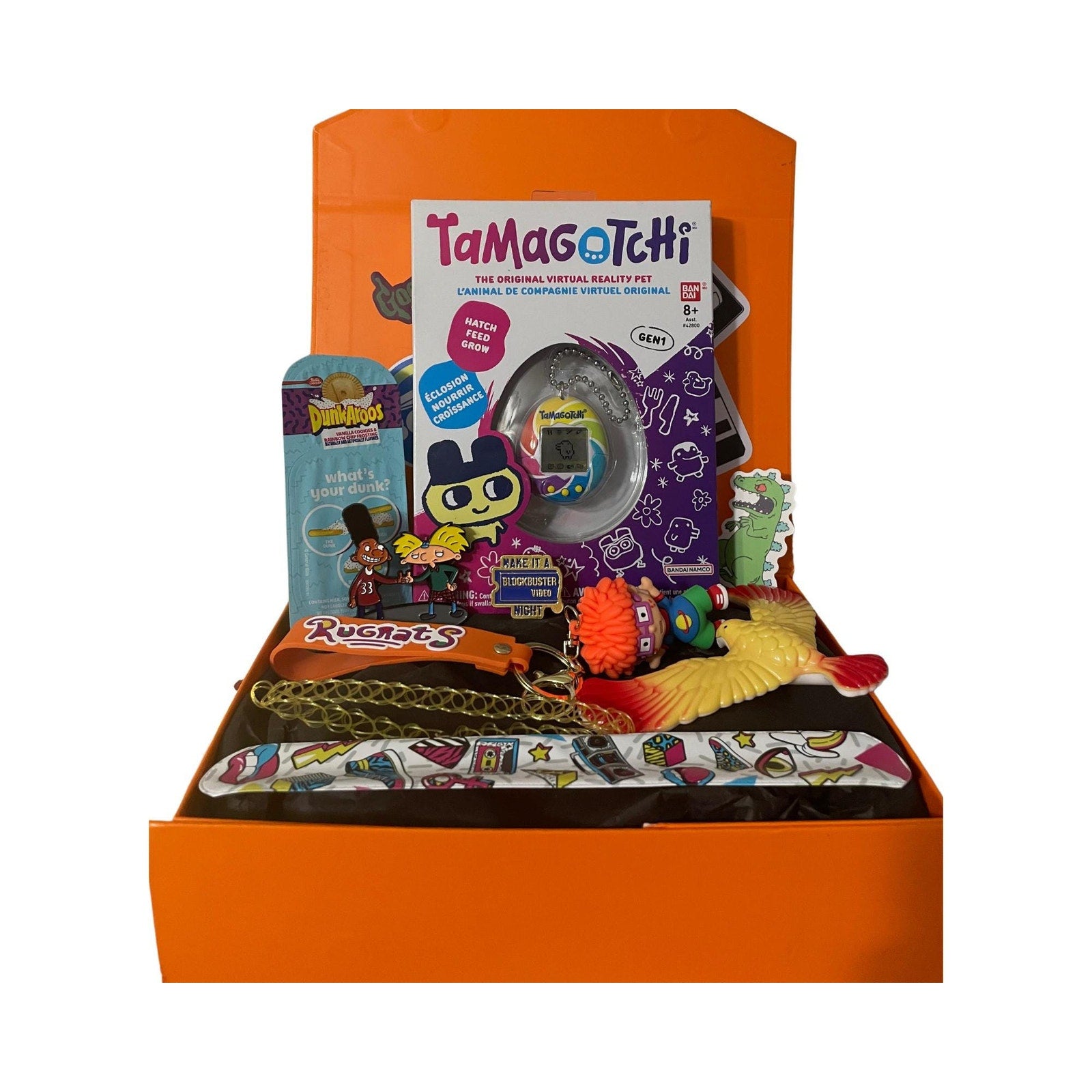 90s tamagotchi nostalgia gift box retro toys pins stickers