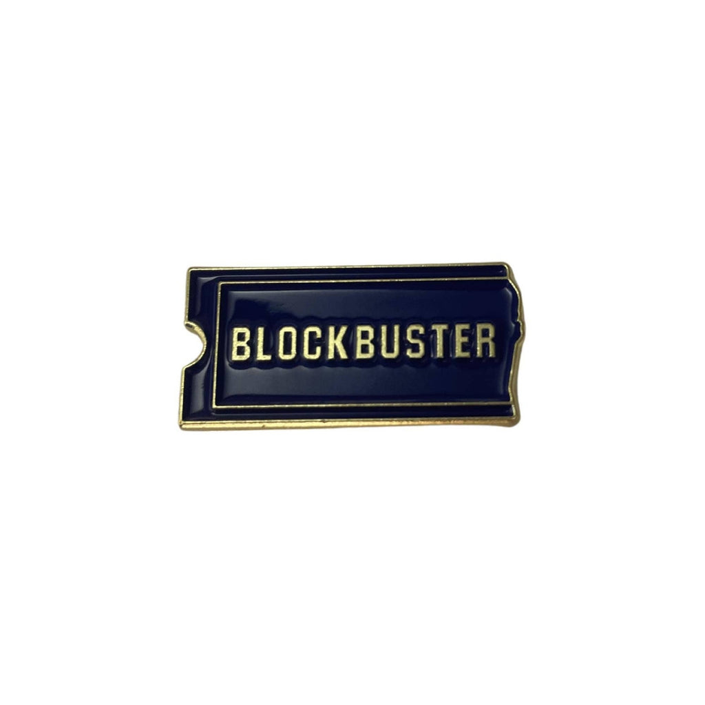 Blockbuster membership card enamel pin inspired by the classic 90s video rental store card design
