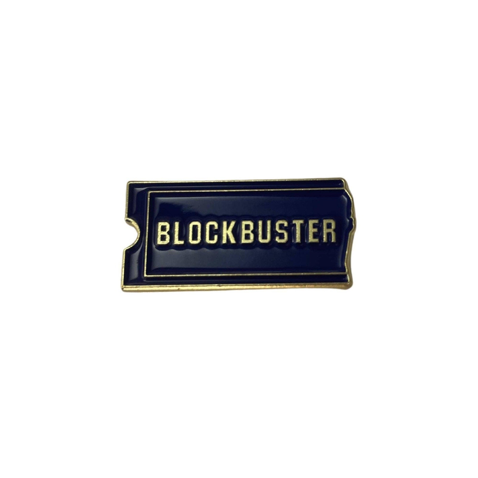 Blockbuster membership card enamel pin inspired by the classic 90s video rental store card design
