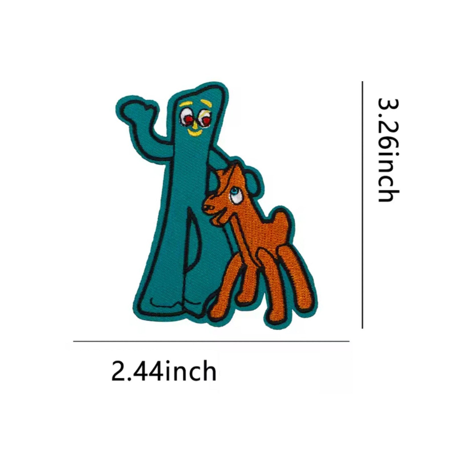 Retro Gumby Pokey Iron On Patch |80s Cartoon Embroidered Applique | 80s Patches