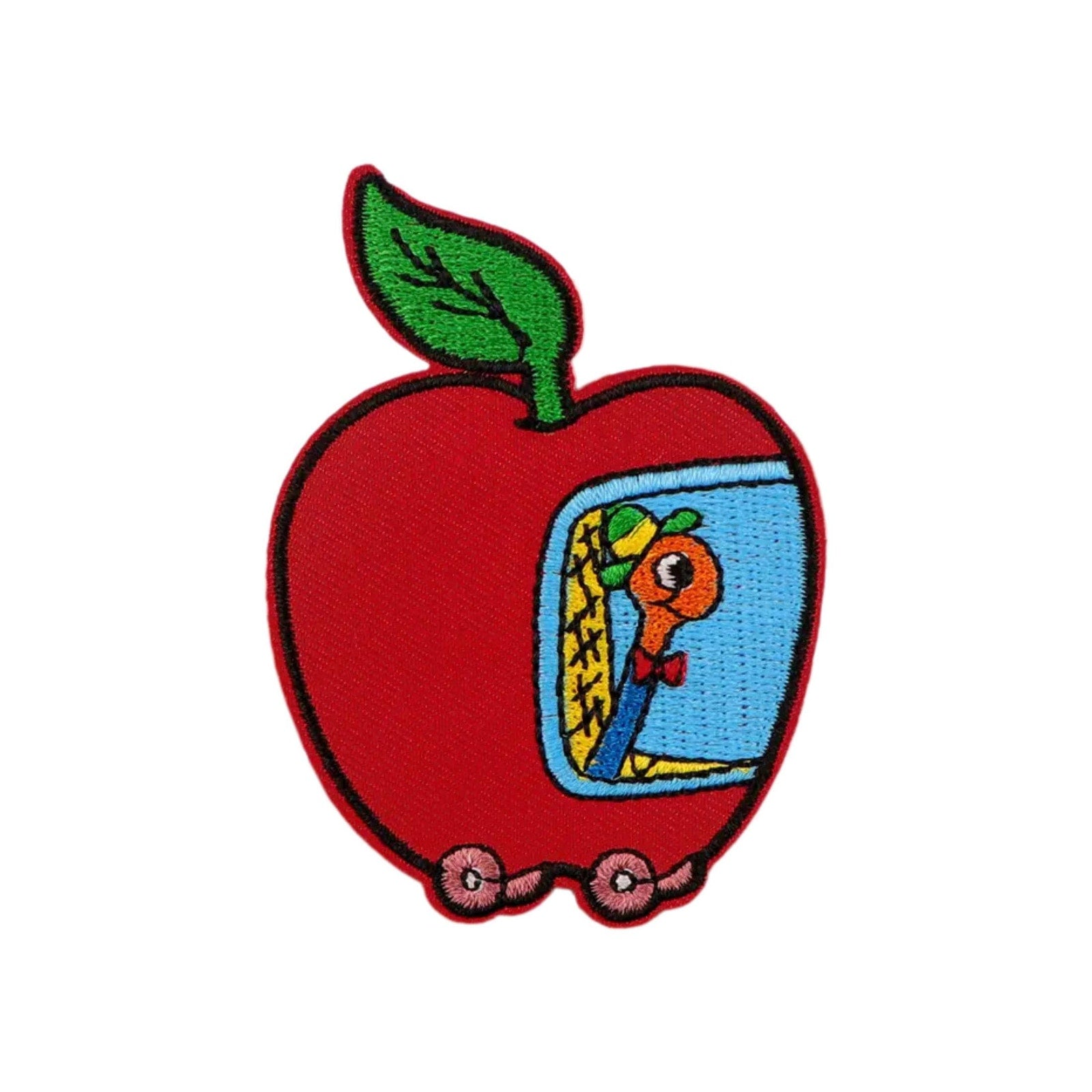 richard scarry inspired apple school bus embroidered patch retro kids book iron on patch vintage classroom patch